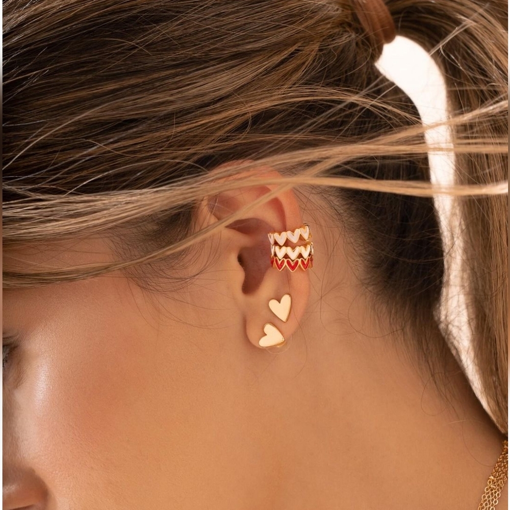 Gold and White Heart Earrings by Lanmar Accessories